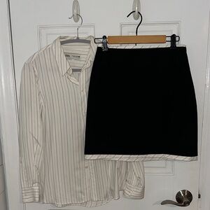 Zara Black Mini Skirt with Contrast Hem